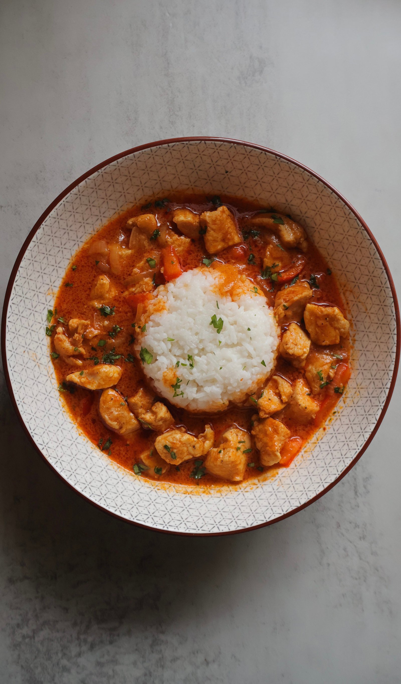 chicken in curry sauce with rice