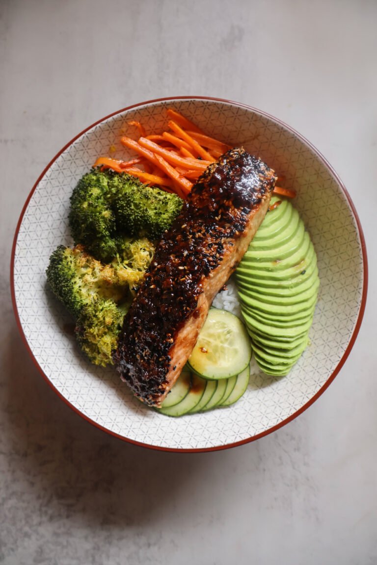 crusted salmon with veggies